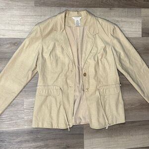 Beige Womens Linen Lightweight Blazer Jacket